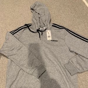 Adidas Men's Essential 3 Stripe Zip Up Hoodie